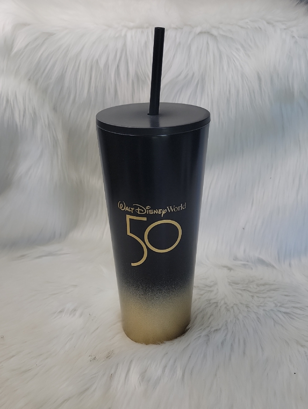 STARBUCKS Disney World 50th Anniversary Collab Black Cold Beverage Tumbler Cup